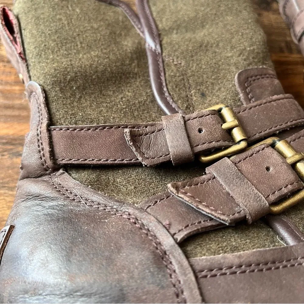 UGG Simmens Brown Leather and Olive Wool Winter Boots Style 1005269 Size 9